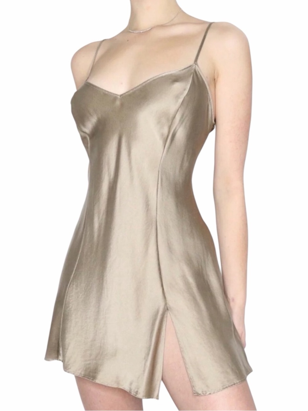 NWOT VICTORIA'S SECRET Y2K VTG 1999 DUSTY GOLD 100% Silk Slip Nightgown size S